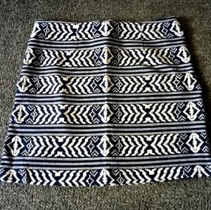 Patterned mini skirt, navy white size 2